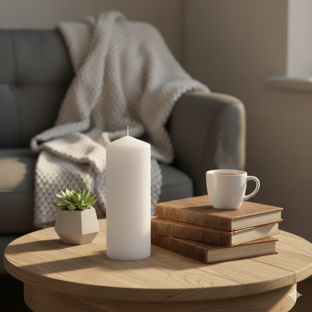 Świeca walec BIAŁA – idealna na ołtarz (Ø 8 cm, wys. 25 cm)