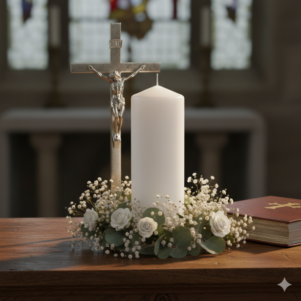 Świeca walec BIAŁA – idealna na ołtarz (Ø 8 cm, wys. 25 cm)