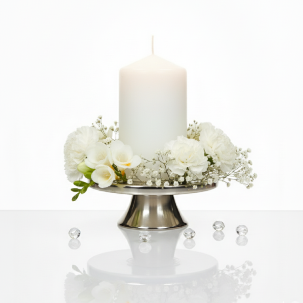 Klasyczna Elegancja - Świeca walec BIAŁA mała – idealna na ołtarz, Ø 8 cm, wys. 15 cm