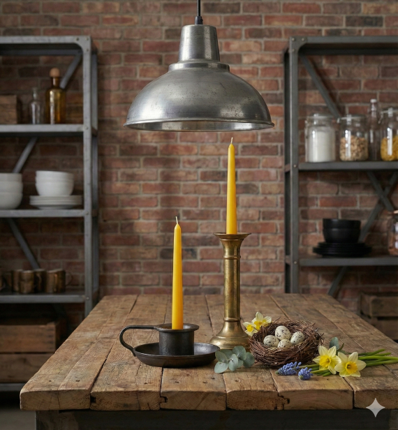 Świeczka stołowa prosta – żółta, klasyczna świeca dekoracyjna 17 cm