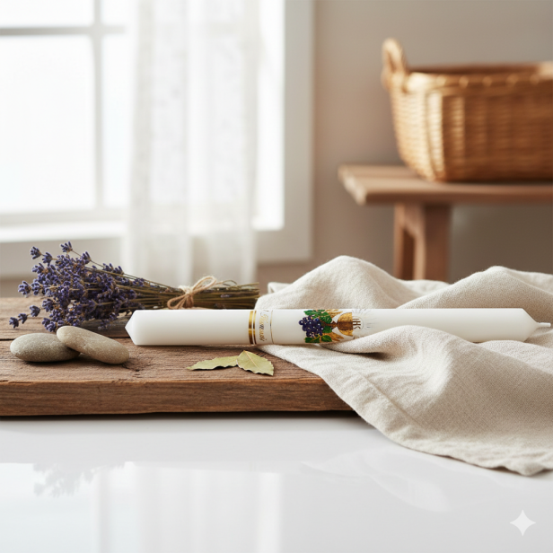 Świeca komunijna z naklejką – klasyczna gromnica na Pierwszą Komunię Świętą