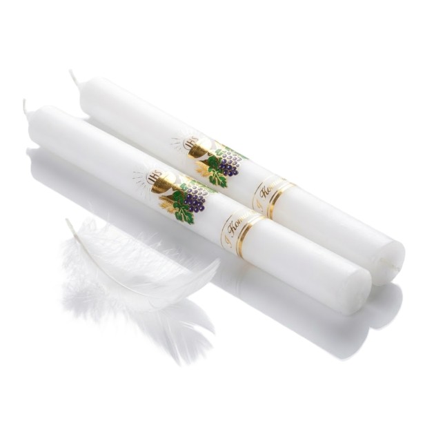 Świeca komunijna z naklejką – klasyczna gromnica na Pierwszą Komunię Świętą