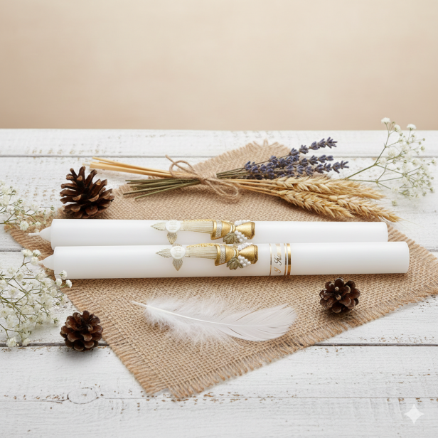 Świeca komunijna z aplikacją woskową I Komunia Święta – gromnica PREMIUM z pudełkiem