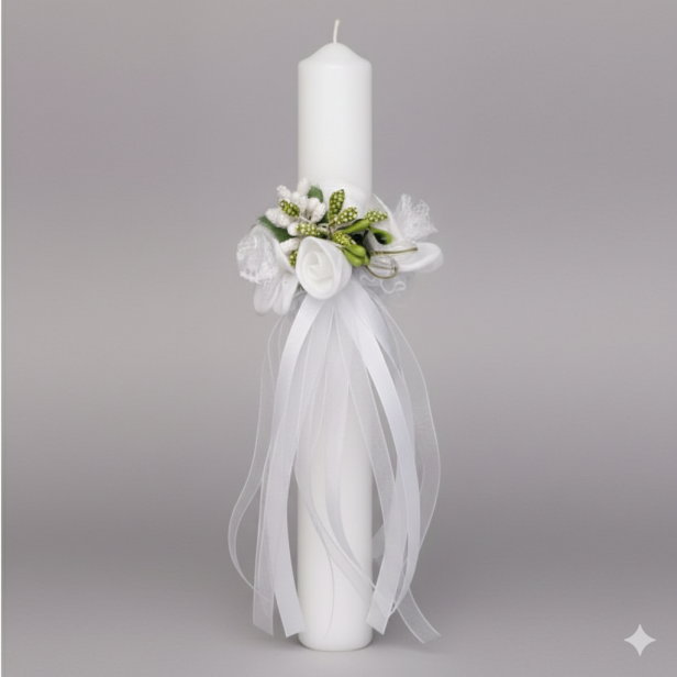 Stroik na świecę komunijną i chrzcielną – elegancka ozdoba na gromnicę