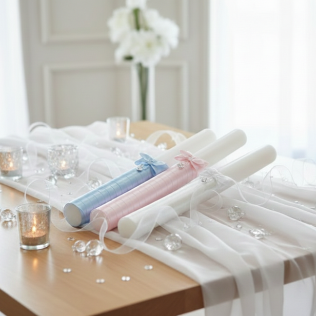 aranżacja Świeca „Crystal Light – Satyna” – gromnica z kryształkiem Preciosa®