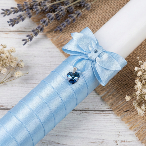 zdobienie niebieskie - Świeca „Crystal Light – Satyna” – gromnica z kryształkiem Preciosa®