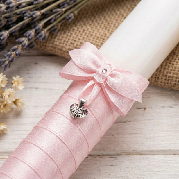 zdobienie różowe Świeca „Crystal Light – Satyna” – gromnica z kryształkiem Preciosa®