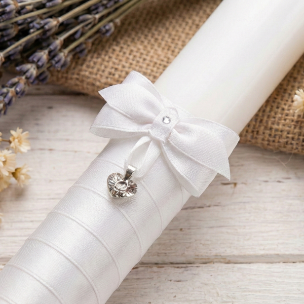 zdobienie białe Świeca „Crystal Light – Satyna” – gromnica z kryształkiem Preciosa®