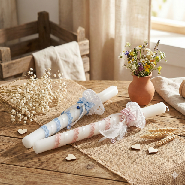 Świeca „Crystal Grace – Koronka Kolor” – gromnica z wisiorkiem Preciosa®