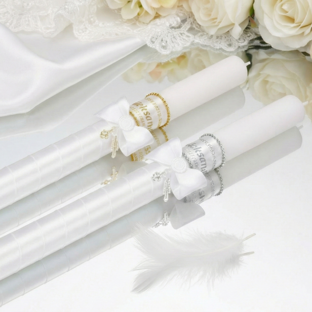 Świeca Imienna na Chrzest „Łaska Światła” z kryształkiem Preciosa®