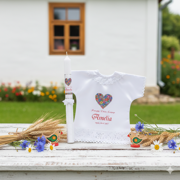 wzór czerwony - Świeca i Szatka FOLKSTYLE® – Dusza Regionu: wzór opolski