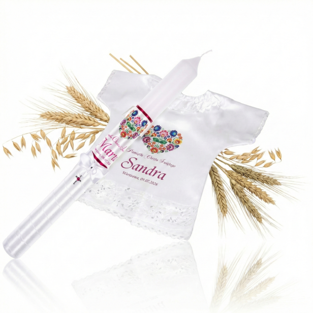 Świeca i Szatka FOLKSTYLE® – Dusza Regionu: wzór łowicki (srebrny medalik AG z rubinową cyrkonią)