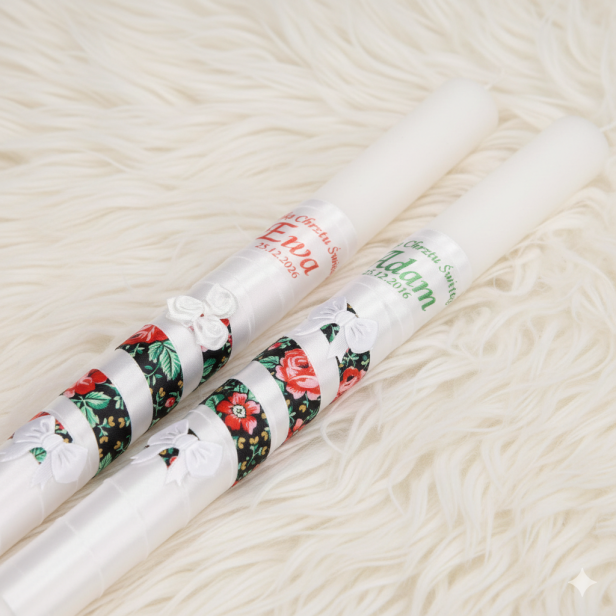 Świeca na Chrzest - wzór GÓRALSKI | Linia FolkStyle® – Tradycja i Wiara