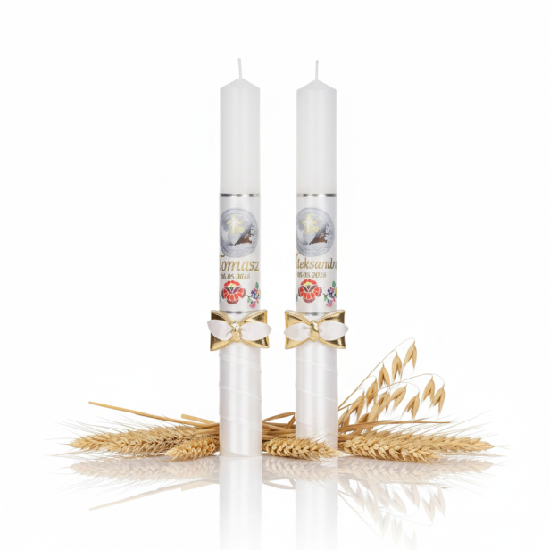 Świeca komunijna z motywem FolkStyle®