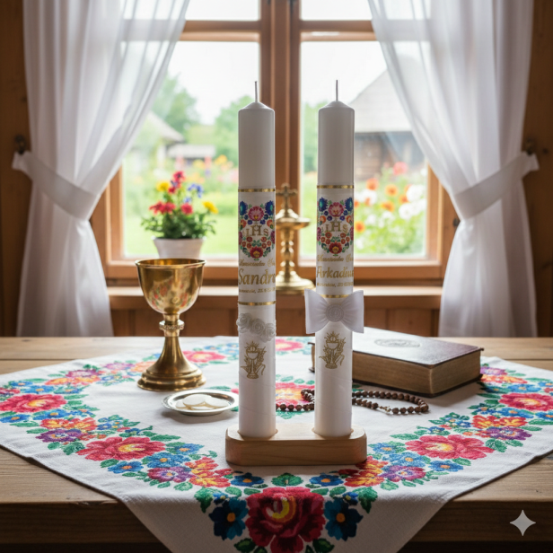 Świeca komunijna w stylu FolkStyle® | Tradycja i Wiara