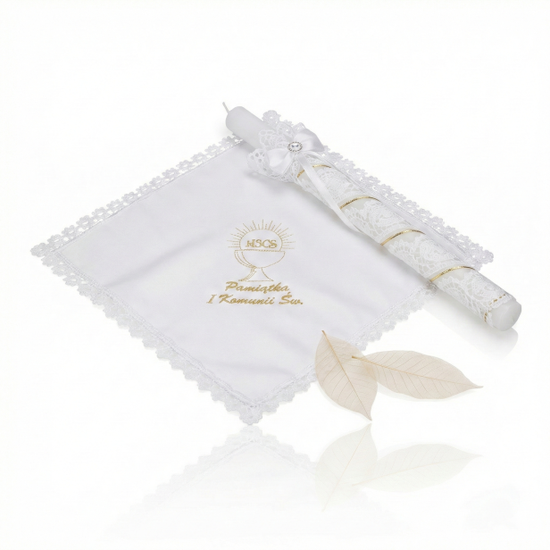 Zestaw komunijny IHS z koronką koniakowską | Linia KONIAKÓW