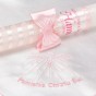 Różowy zestaw do Chrztu – świeca z imieniem i datą oraz szatka z haftem
