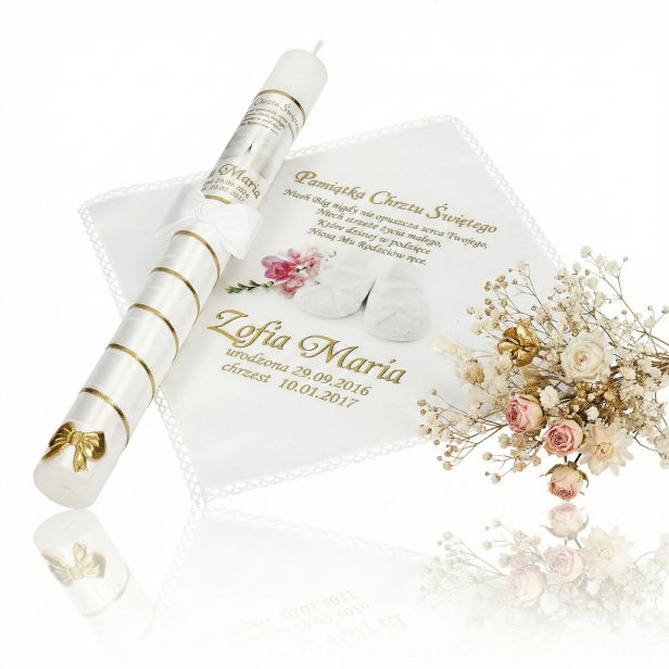 Świeca i Szatka do Chrztu „Słowo Wiary” – duży druk z modlitwą