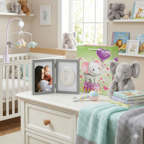 Zestaw TINY MEMORIES - odcisk z ramką +torebka - Narodziny Urodziny Chrzest