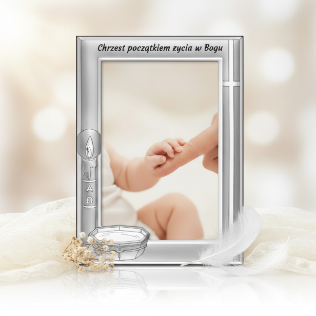 Ramka srebrna AG999 „Chrzest Święty” | SILVER BAPTISM™