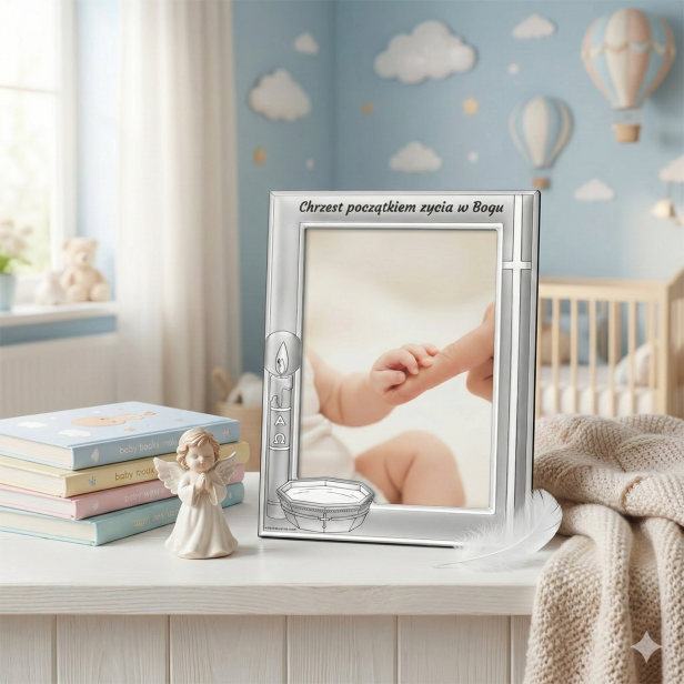 Ramka srebrna AG999 „Chrzest Święty” | SILVER BAPTISM™