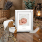 Ramka srebrna AG999 z misiem maskotką, niebieska – | ARGENTO KIDS™