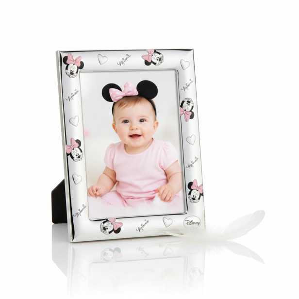 Ramka srebrna AG999 ©Disney dla dziecka, różowa 9×13 cm | ARGENTO KIDS™