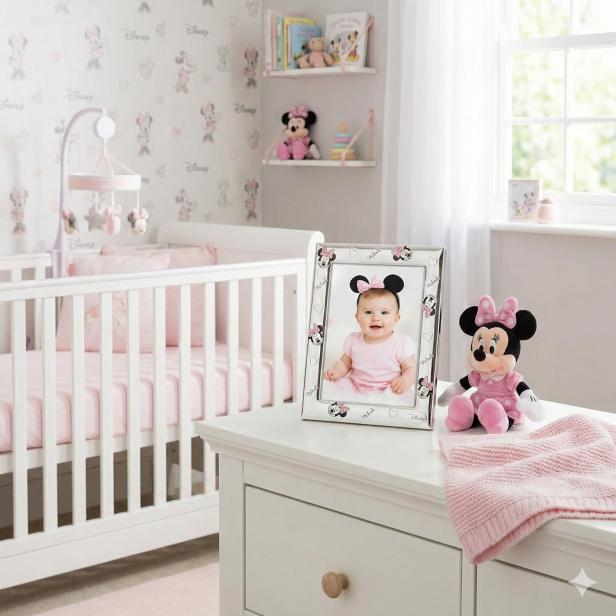 Ramka srebrna AG999 ©Disney dla dziecka, różowa 9×13 cm | ARGENTO KIDS™