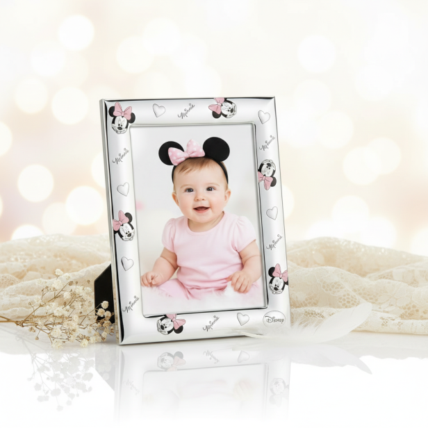 Ramka srebrna AG999 ©Disney dla dziecka, różowa 9×13 cm | ARGENTO KIDS™