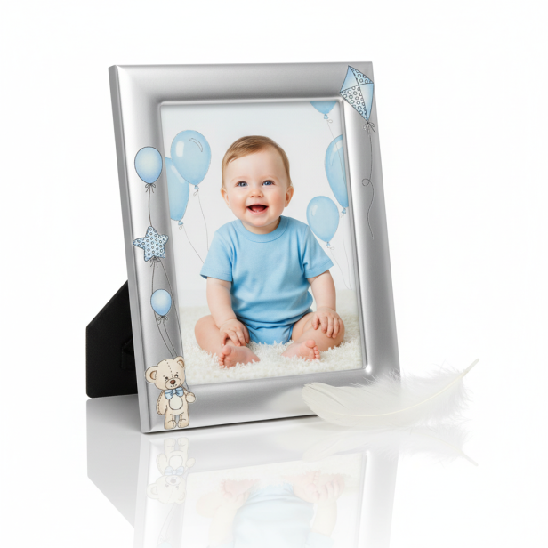Ramka srebrna AG999 dziecięca, niebieska 10×15 – | ARGENTO KIDS™