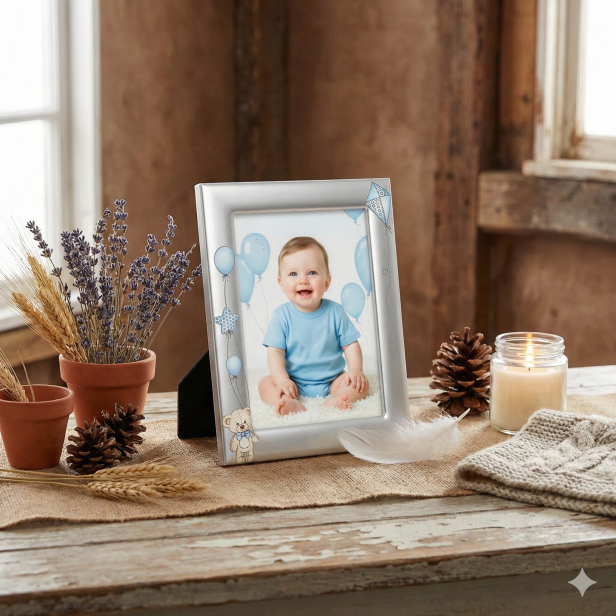Ramka srebrna AG999 dziecięca, niebieska 10×15 – | ARGENTO KIDS™