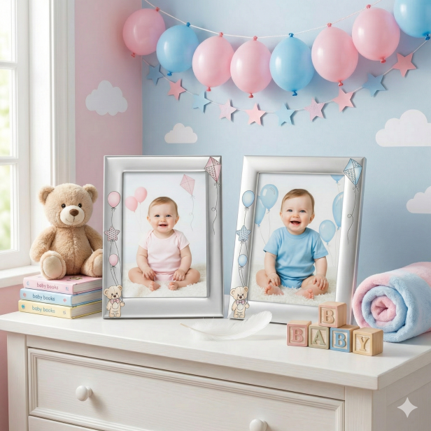 Ramka srebrna AG999 dziecięca, niebieska 10×15 – | ARGENTO KIDS™