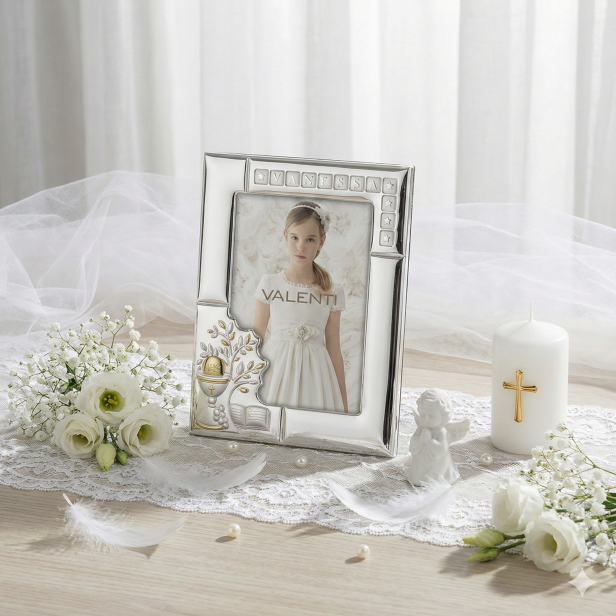 Ramka srebrna AG999 z motywem Hostii IHS 13×18 | SILVER COMMUNION™