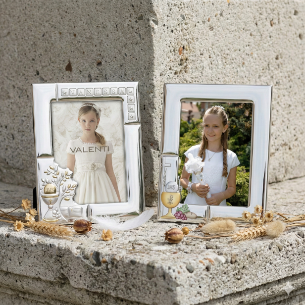 Ramka srebrna AG999 z kielichem eucharystycznym i Hostią IHS 13×18 – | SILVER COMMUNION™