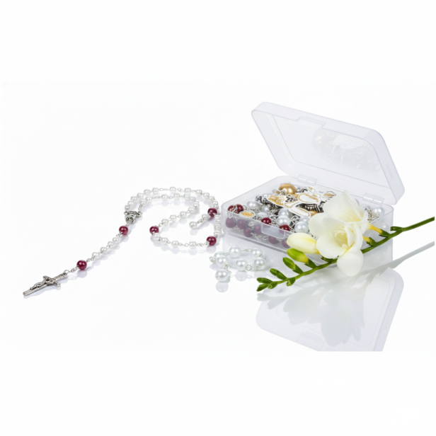 Różaniec z Duchem Świętym w pudełeczku – Pamiątka Bierzmowania