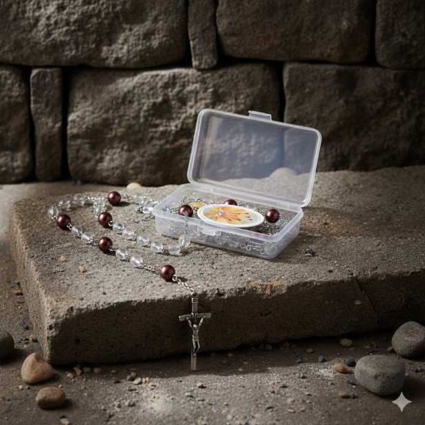 Różaniec z Duchem Świętym w pudełeczku – Pamiątka Bierzmowania