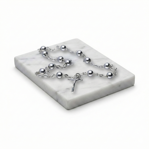 Różaniec srebrny – bransoletka na rękę z krzyżykiem pr. 925 | 2,8 g