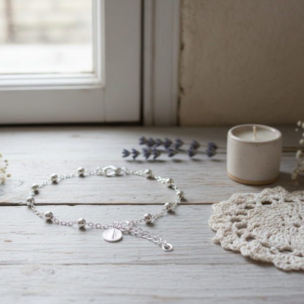 Różaniec srebrny – bransoletka na rękę z Medalikiem św. Benedykta pr. 925, 2,7 g