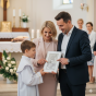 Obrazek srebrny na Komunię – Motyw Eucharystyczny IHS 9×15 cm | SILVER COMMUNIO™