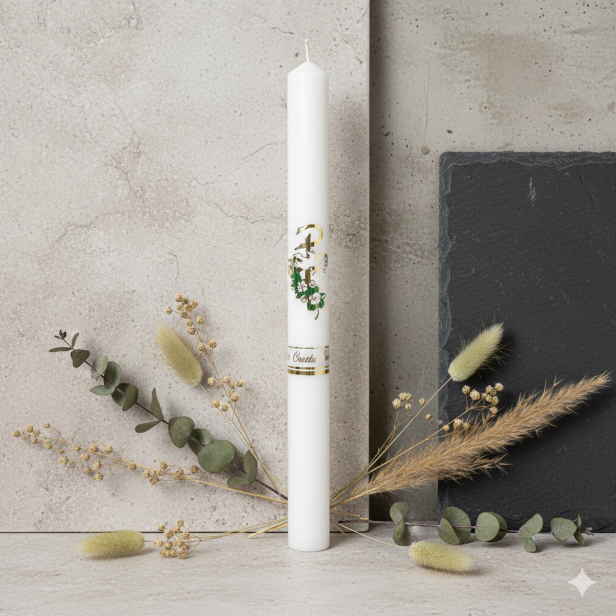 Świeca na Chrzest Święty z Gołębicą – Klasyczna Gromnica