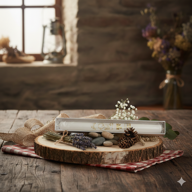 Świeca chrzcielna PREMIUM z Aniołkiem – klasyczna gromnica