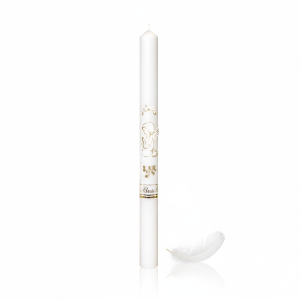 Świeca chrzcielna PREMIUM z Aniołkiem – klasyczna gromnica