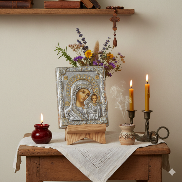 Srebrna Ikona Madonna Kazańska– symbol opieki i Bożej łaski | ICONA SACRA™ Silver