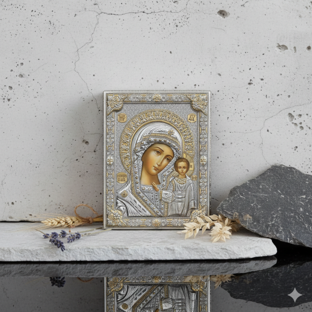Srebrna Ikona Madonna Kazańska– symbol opieki i Bożej łaski | ICONA SACRA™ Silver
