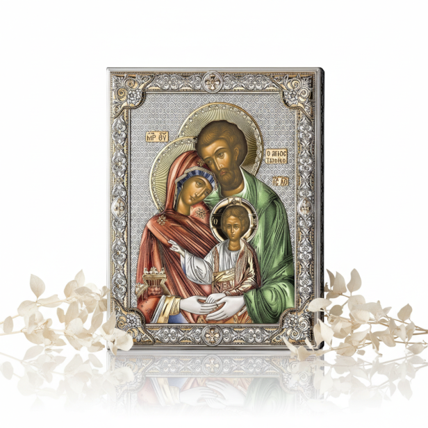 Srebrna Ikona Święta Rodzina – symbol miłości i jedności | ICONA SACRA™ Silver