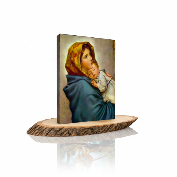 Obraz na desce lipowej – Matka Boża Cygańska 15×20 – matczyna opieka i bliskość | SACRA LIGNUM™
