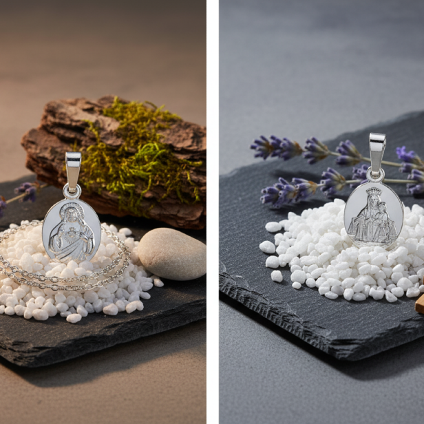 awers i rewers medalika Matka Boska Szkaplerzna