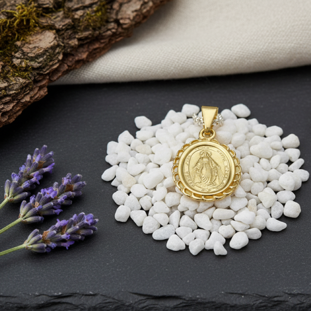 Medalik srebrny złocony, pr. 925 – Matka Boska Niepokalana Cudowny Medalik z koroną 2,3 g