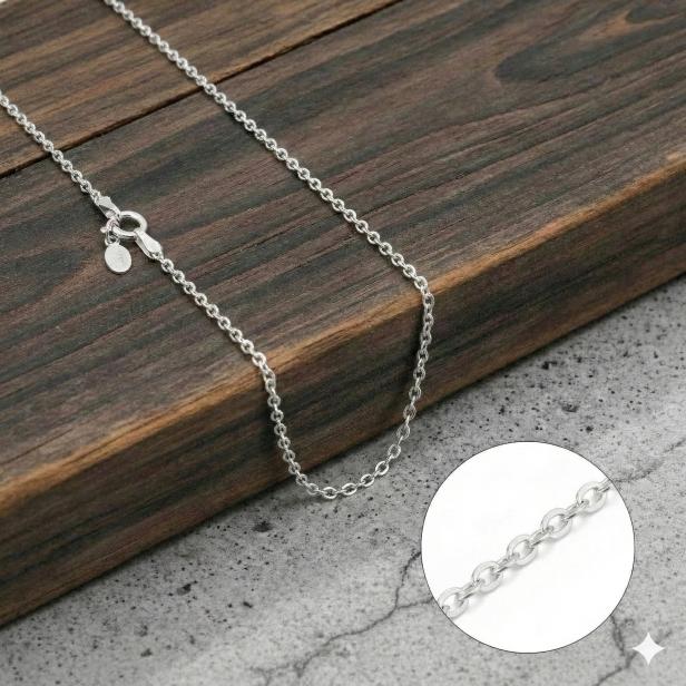 Łańcuszek srebrny ANKIER – delikatny splot, próba 925