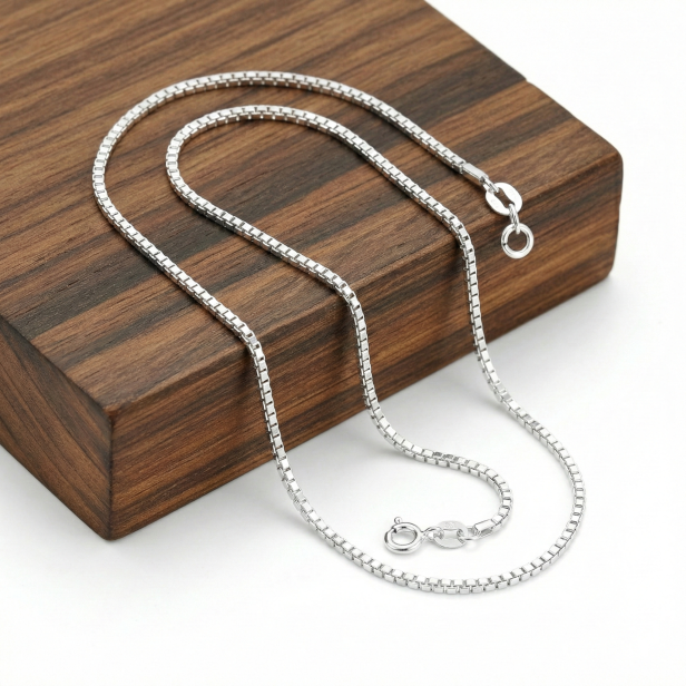 Łańcuszek srebrny KOSTKA WENECKA – ozdobny splot, próba 925